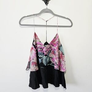 Elizabeth and James Floral Swing Tank Size XS Cami Layered Blouse EUC